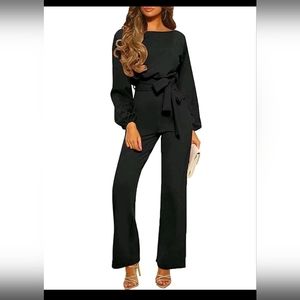 Belted Flare Leg Jumpsuit